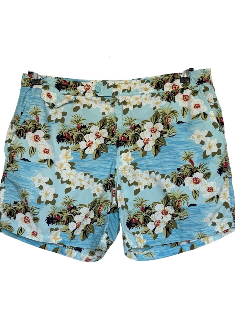 J. Crew Tropical Floral Print Zip Up Swim Trunks Size 36